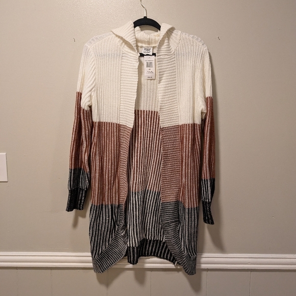 NWT Planet Heart Women's Color Block Open Front Cardigan OX - Picture 1 of 5